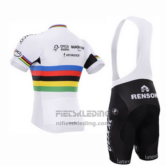 2016 Fietskleding UCI Wereldkampioen Lider Quick Step Wit Korte Mouwen en Koersbroek